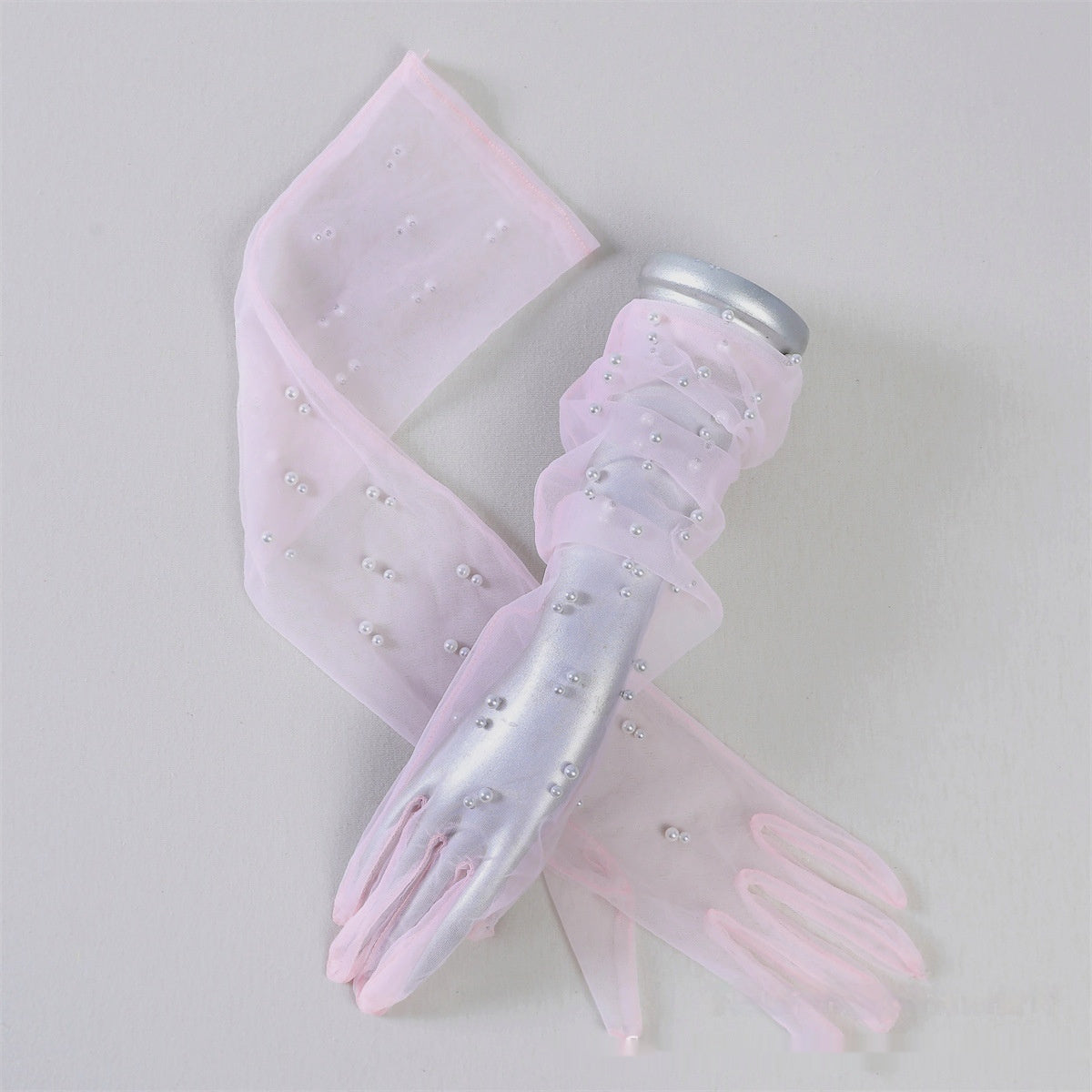 Summer Thin Bridal Pearl Mesh Gloves