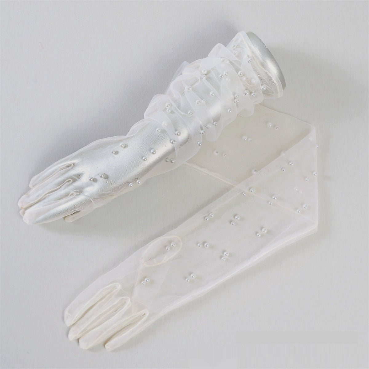 Summer Thin Bridal Pearl Mesh Gloves