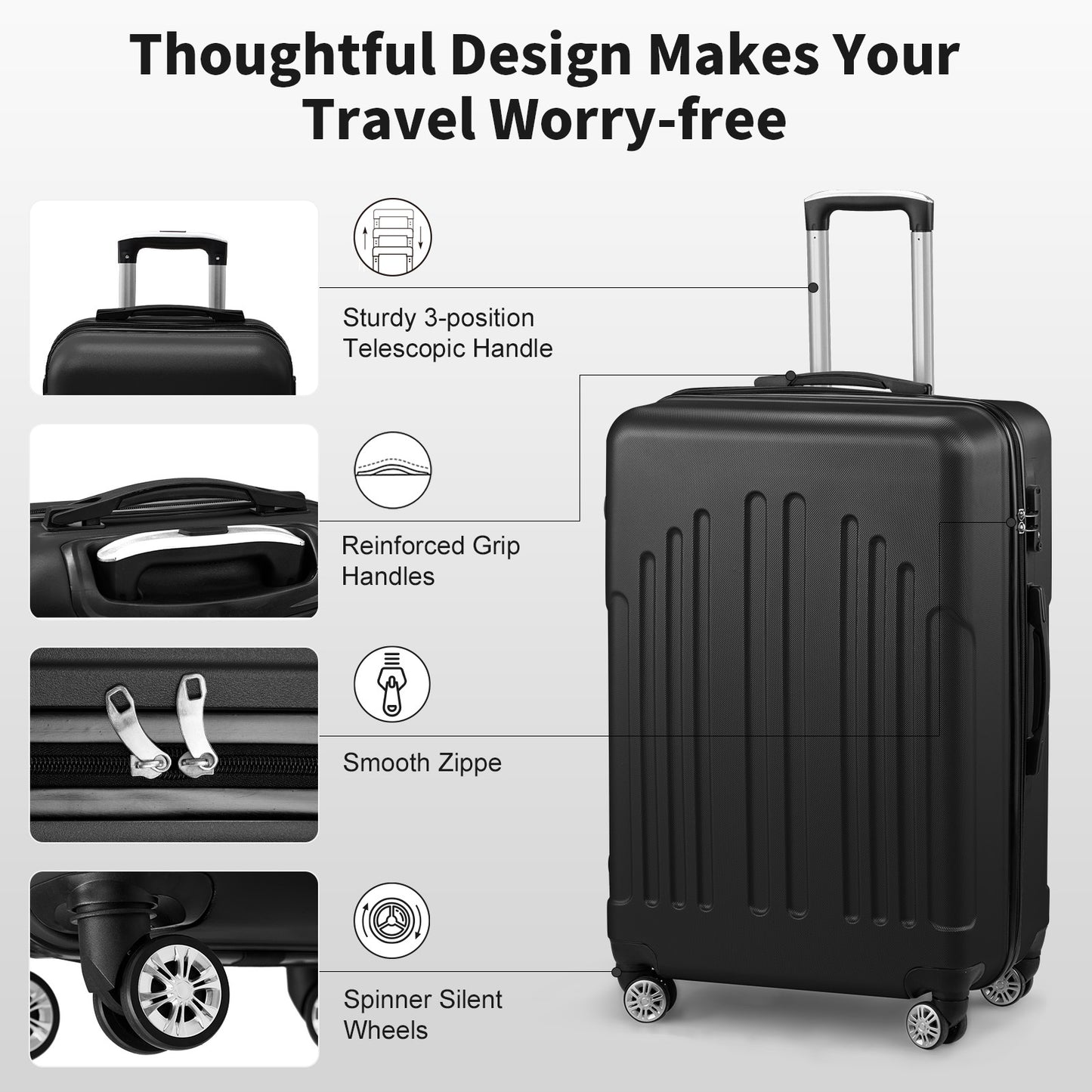 Three In One ABS PC Suitcase 20in 24in 28in Suitcase