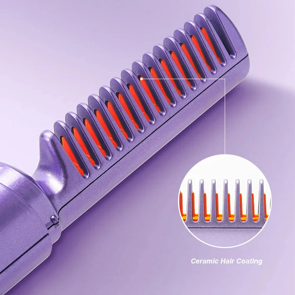 Lisseur professionnel sans fil, peigne à boucler, chauffage rapide, ions négatifs, brosse à lisser et boucler, outils de coiffure