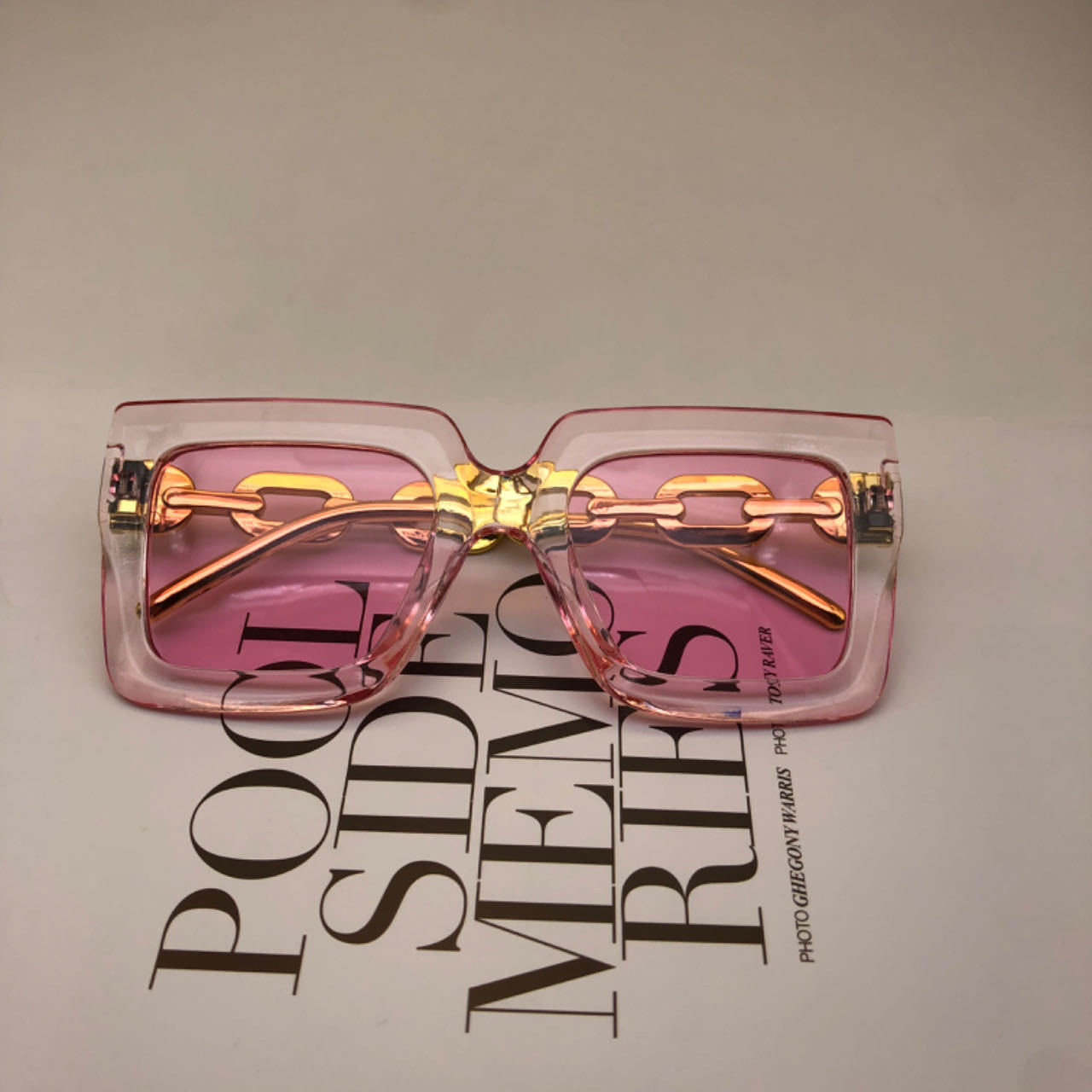 Lunettes de soleil carrées à chaîne, style rétro, personnalisées, tendance, pour femmes