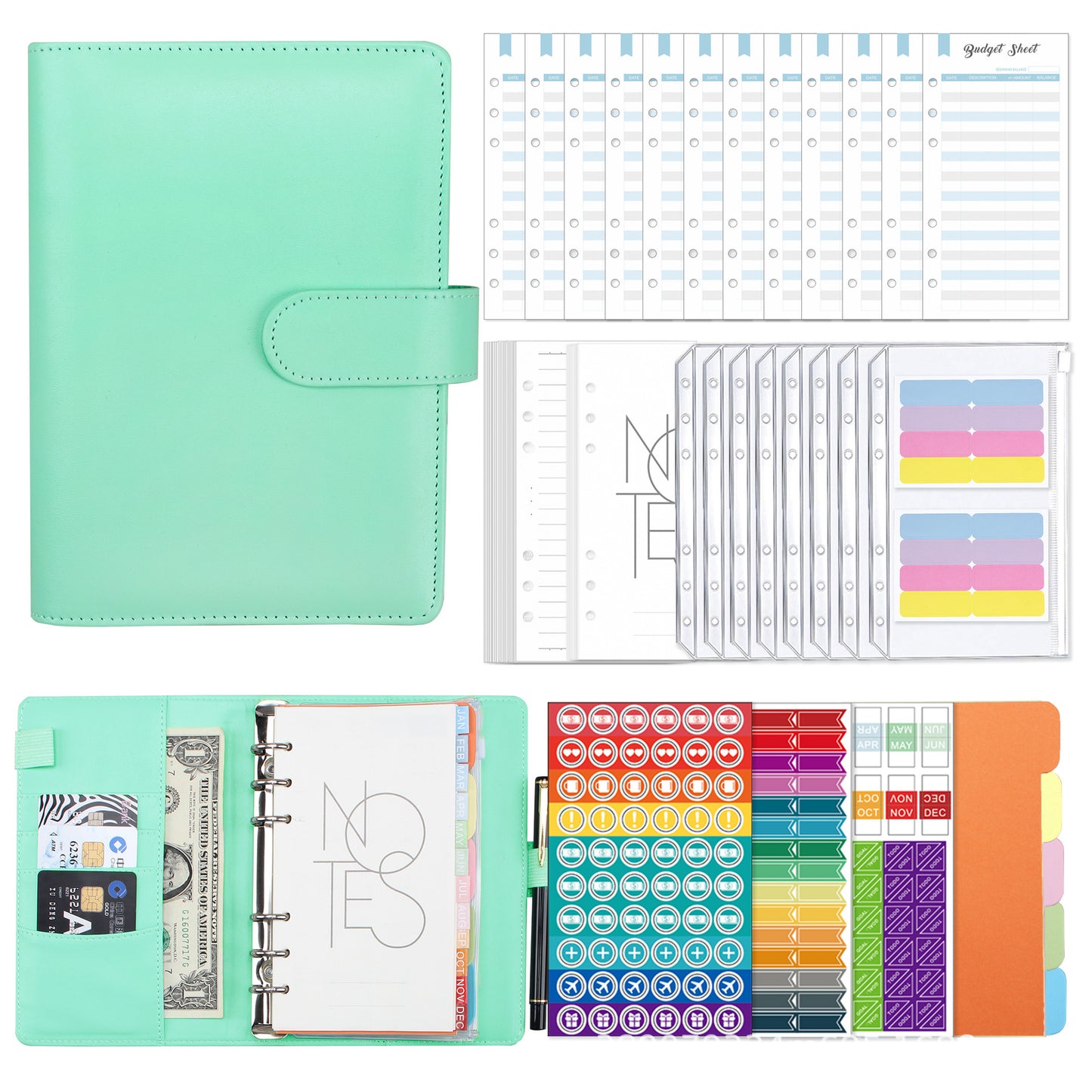 Leather loose-leaf accounting notebook financial planner