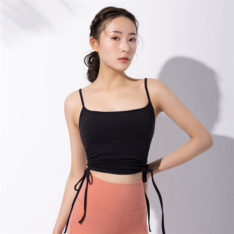 Sous-vêtements de sport froncés, joli gilet de fitness pour femmes