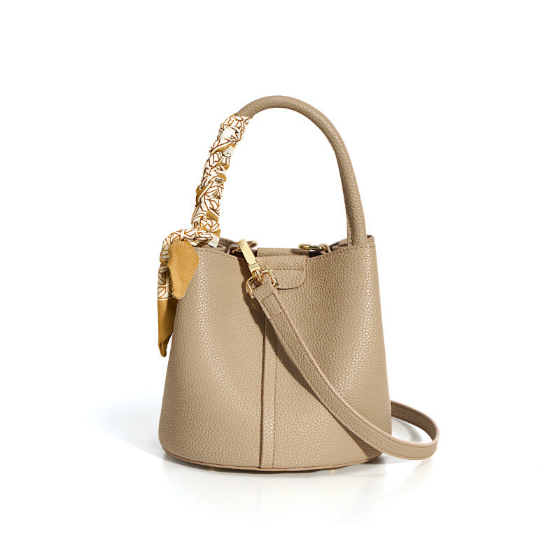 Sacs seau en cuir véritable à texture avancée pour femmes